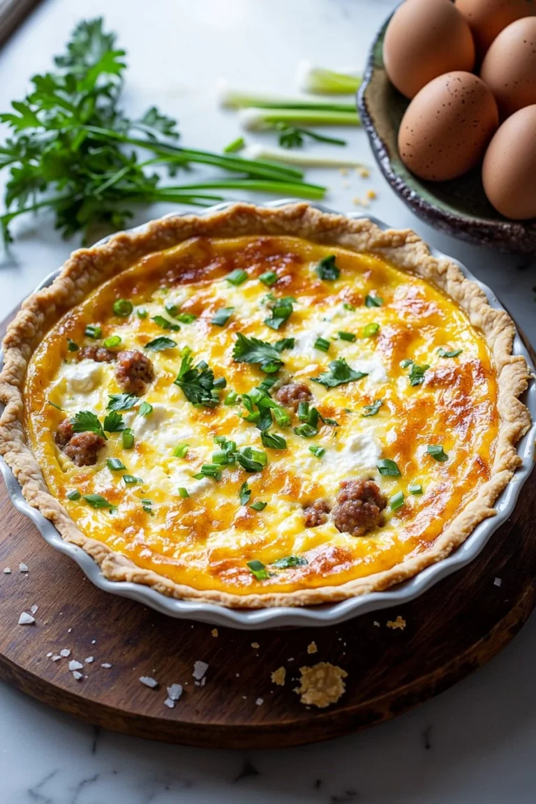 Mississippi Sünde Quiche mit herzhaftem Belag und goldbrauner Kruste