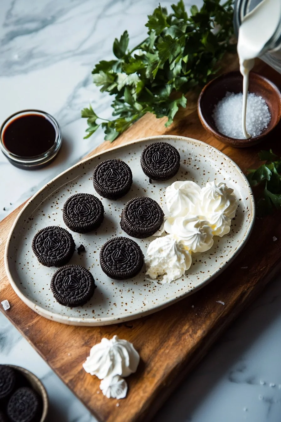 No-Bake Oreo-Käsekuchenbällchen auf einem Teller