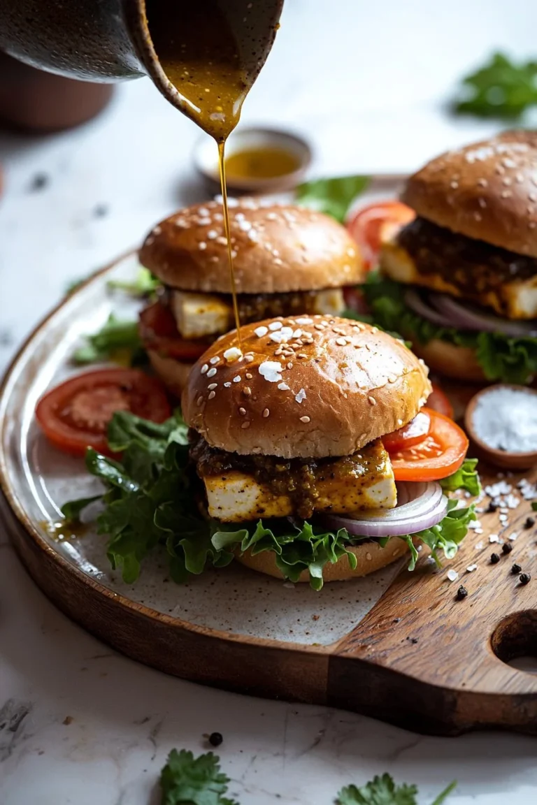 Würziger Paneer Schzewan Slider auf einem Teller, perfekt für Snacks und Partys.