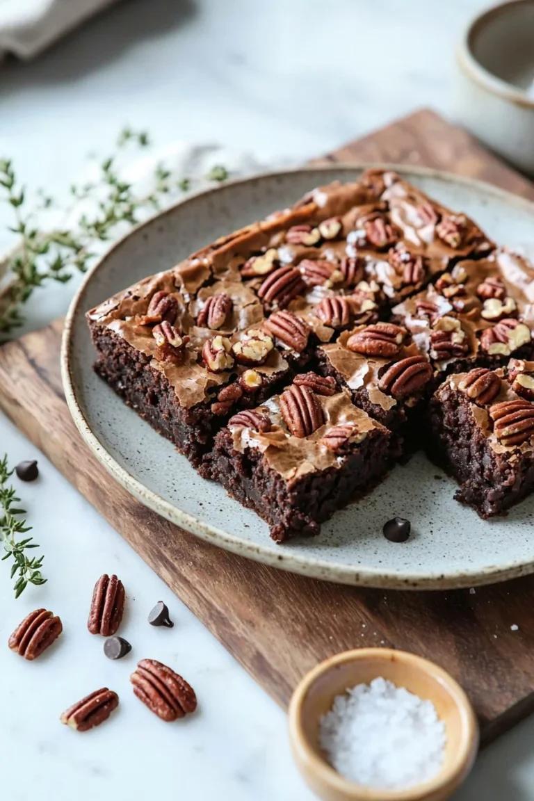 Leckere Pekannusskuchen-Brownies mit Schokolade und Nüssen