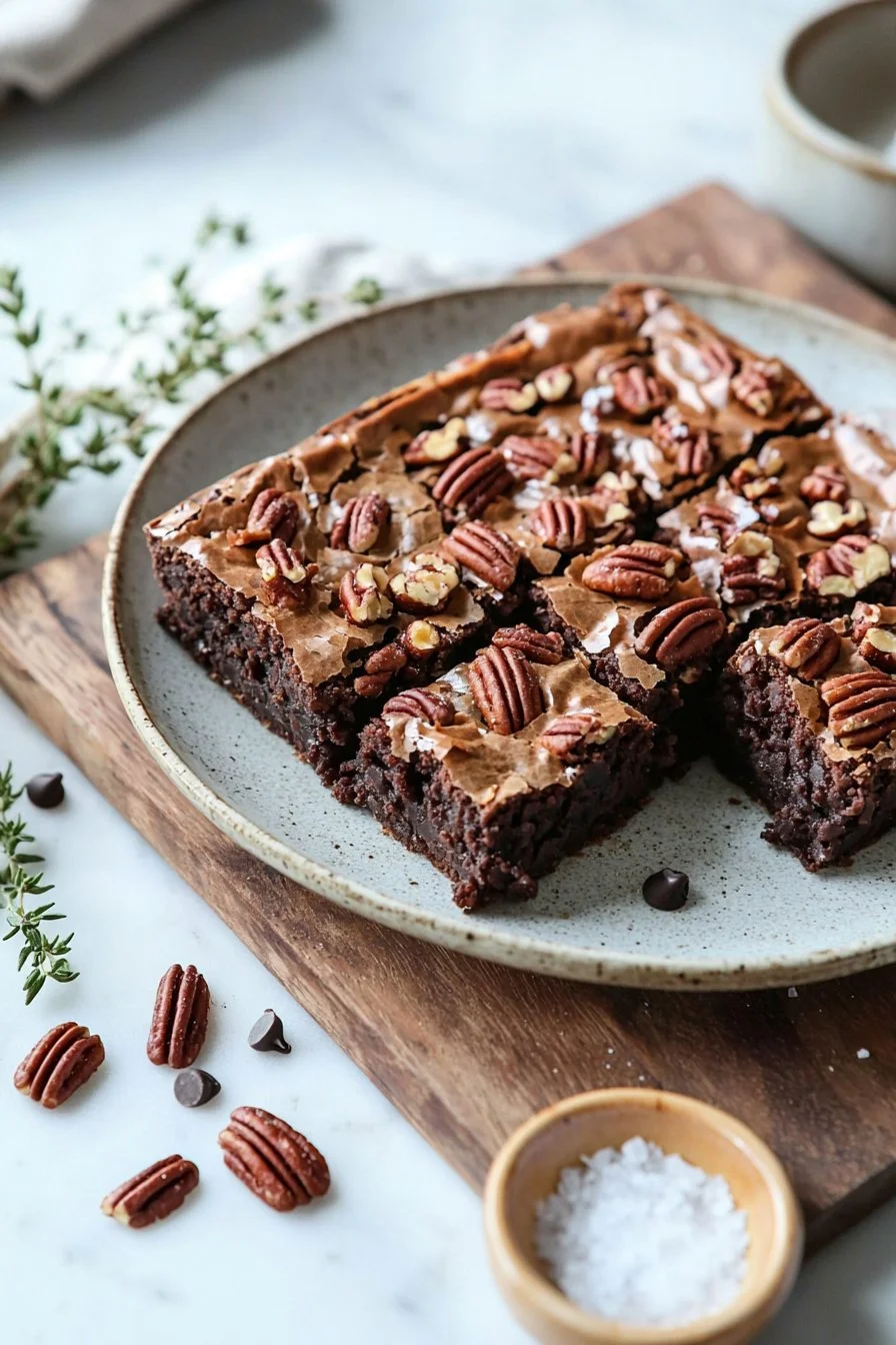 Leckere Pekannusskuchen-Brownies mit Schokolade und Nüssen