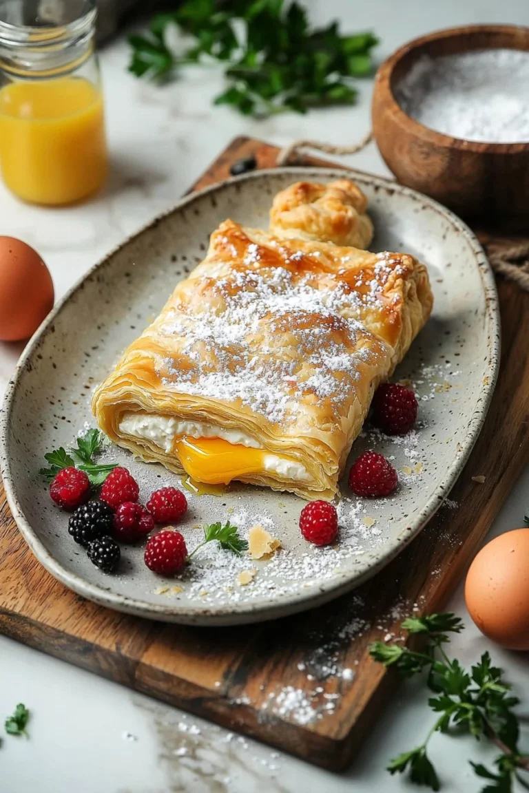 Frühstücksgebäck aus knusprigem Pie Crust mit frischem Obst