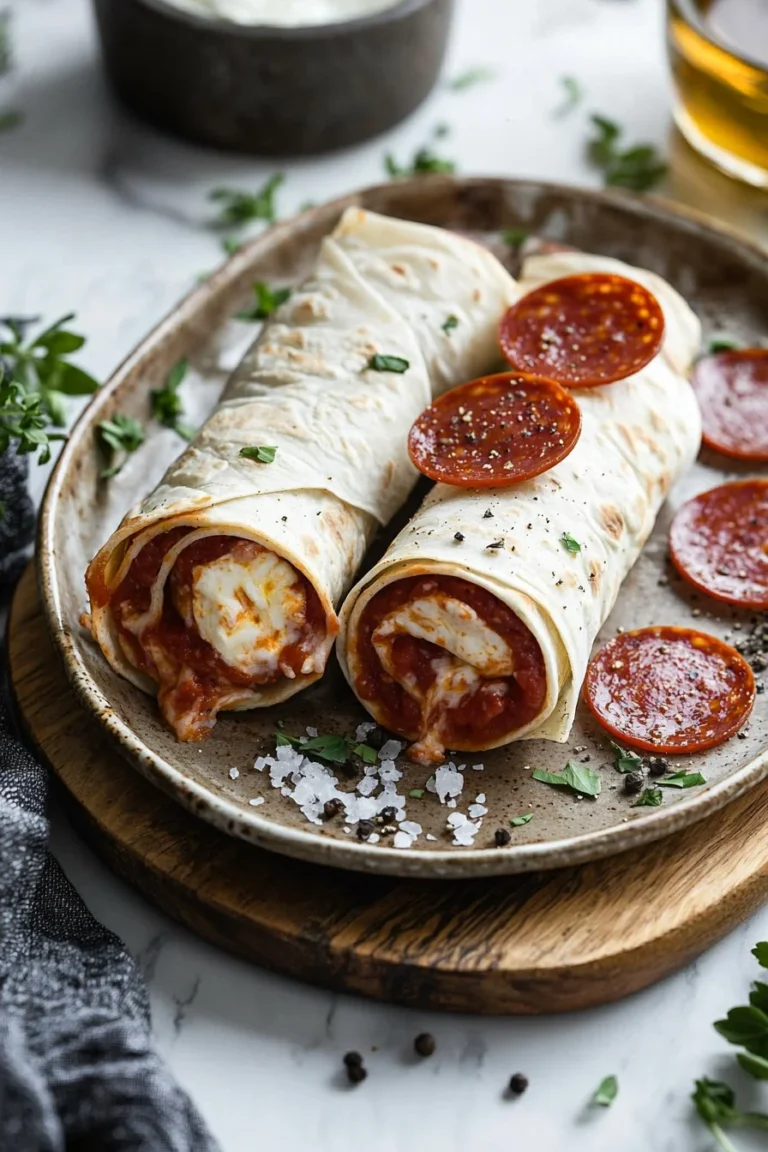Leckere Pizza-Röllchen auf einem Teller, perfekt zum Snacken oder für Feiern