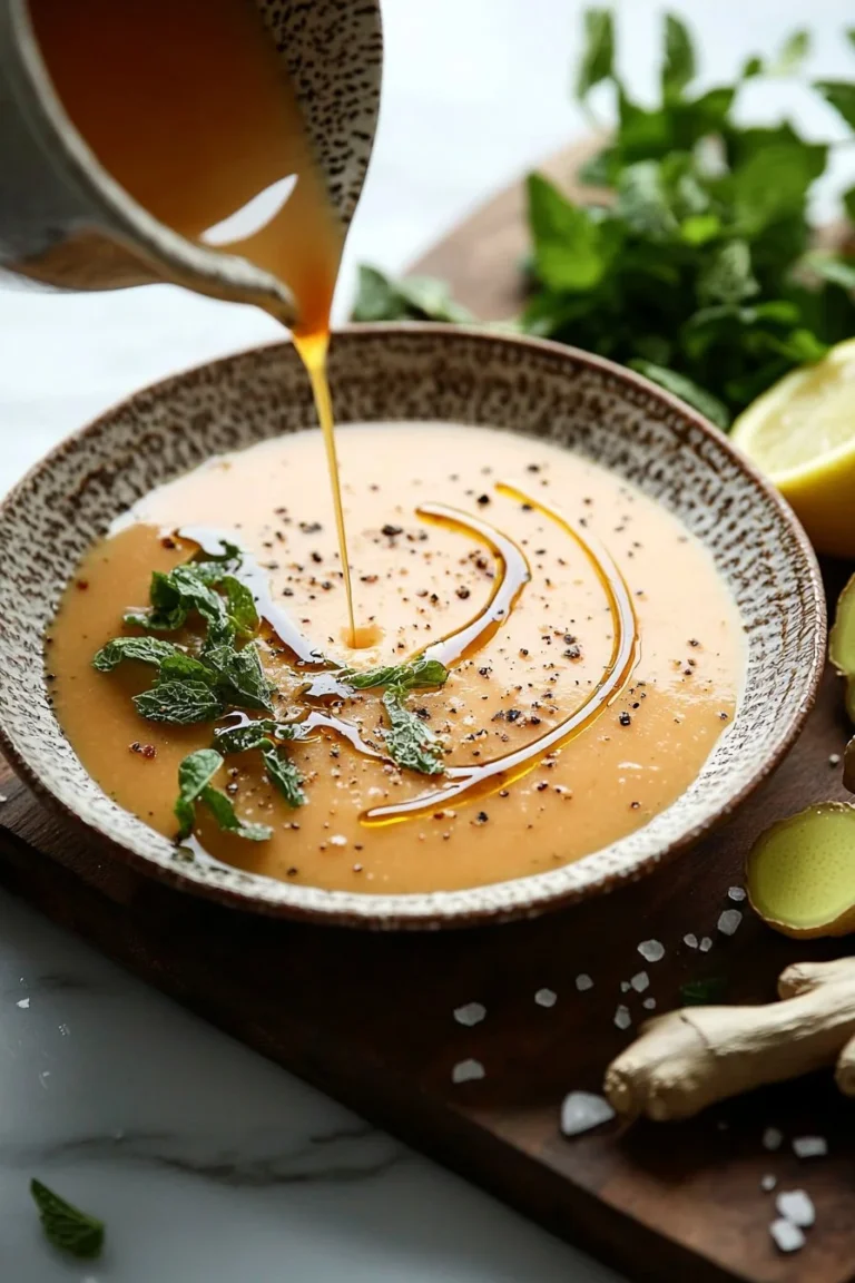 Scharfe gekühlte Cantaloupe-Ingwer-Suppe mit frischen Zutaten