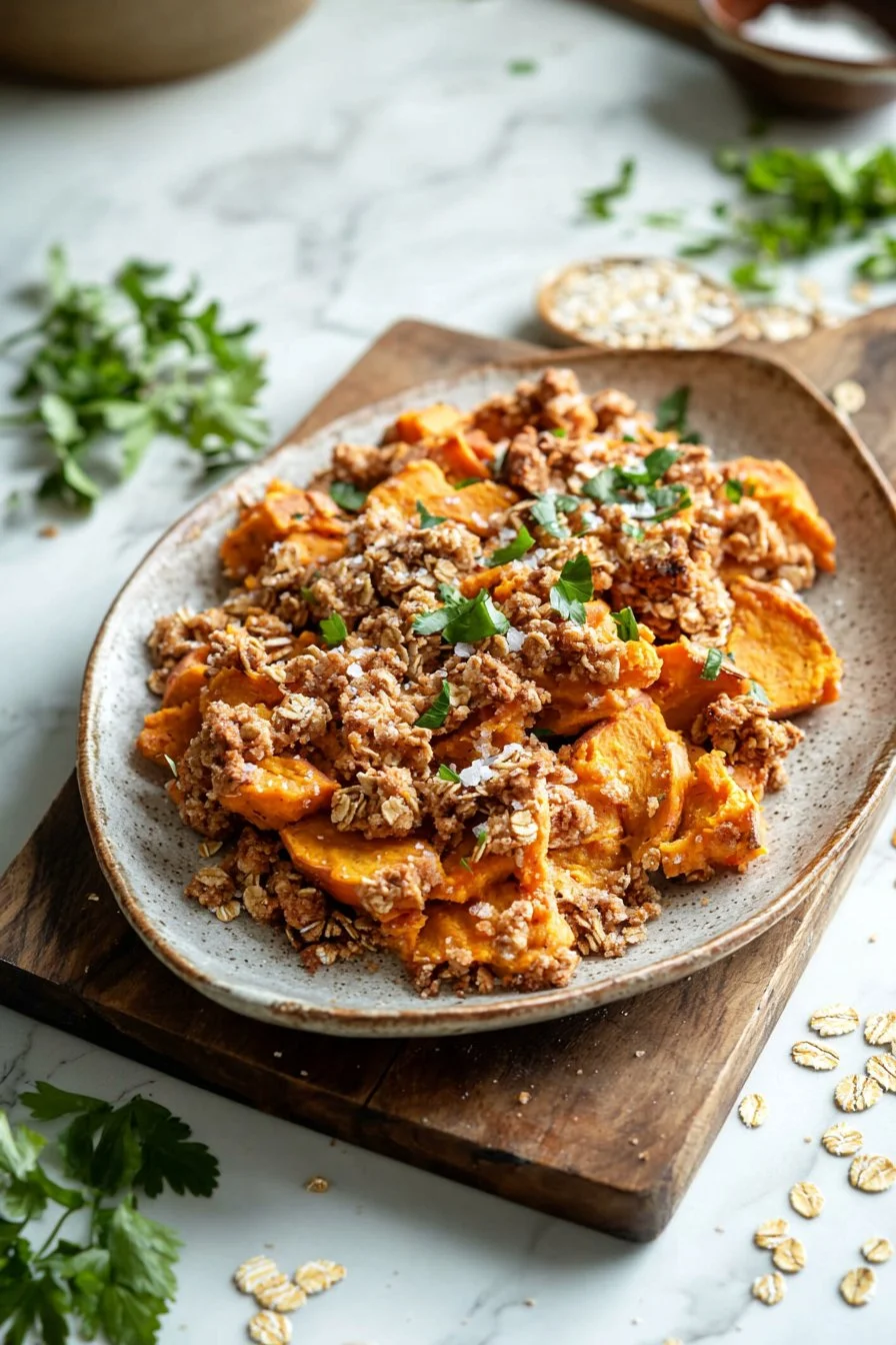 Süßkartoffel Crunch Snack in einer Schüssel, gesund und lecker