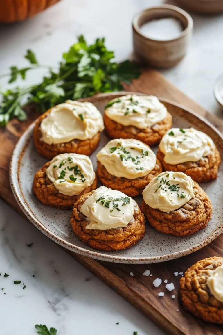 Weiche Kürbisplätzchen mit Frischkäse-Frosting auf einem Teller