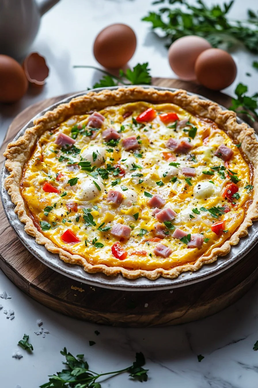 Western-Omelett-Quiche mit frischem Gemüse und Käse