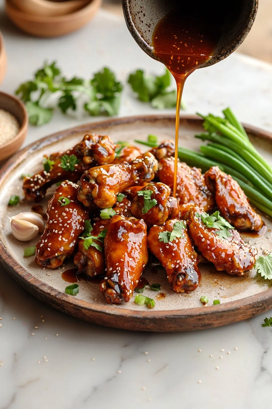 Pikantes koreanisches Hühnchen im Wingstop Stil, würziges und delikates Gericht.