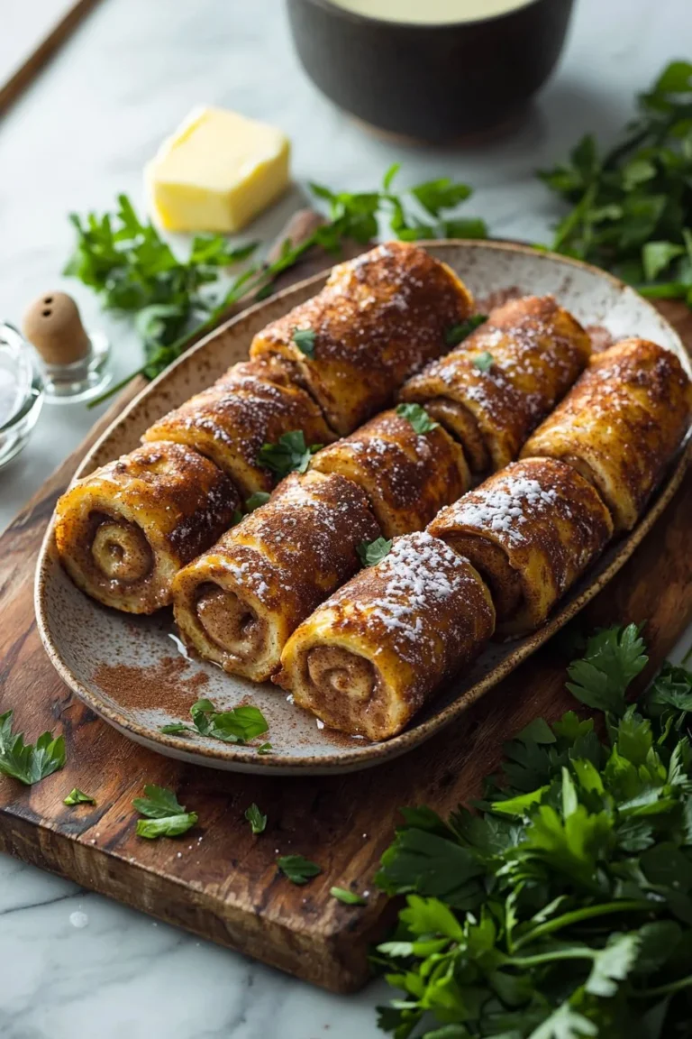 Französische Toast-Rollen mit Zimtfüllung auf einem Teller