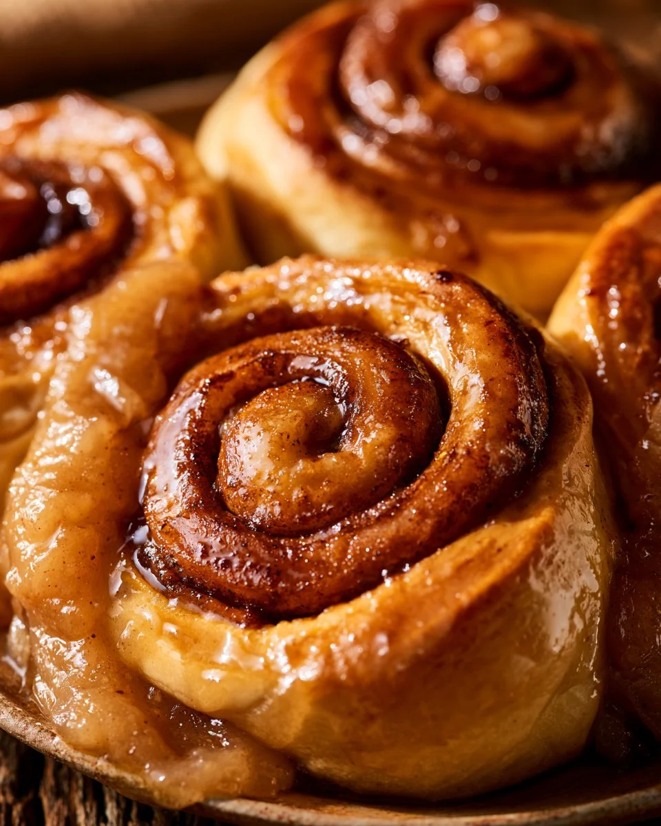 2 Zutaten Apfel-Zimt-Rolle frisch aus dem Ofen, köstlich und einfach zubereitet.