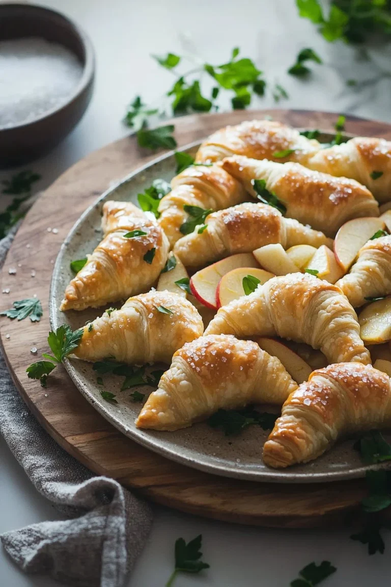 Crescent Roll Apfelkuchen mit frisch gebackenen Äpfeln auf einem Teller