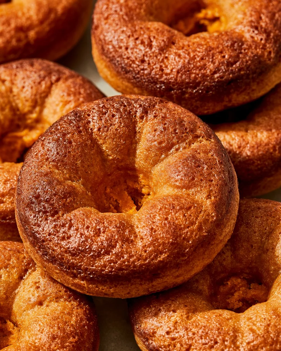 Gebackene Kürbis-Donuts mit Zuckerglasur und Kürbiskernen