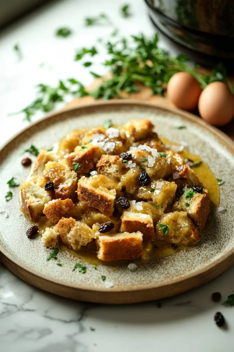 Leckerer langsamer Kocher Brot Pudding in einer weißen Schüssel