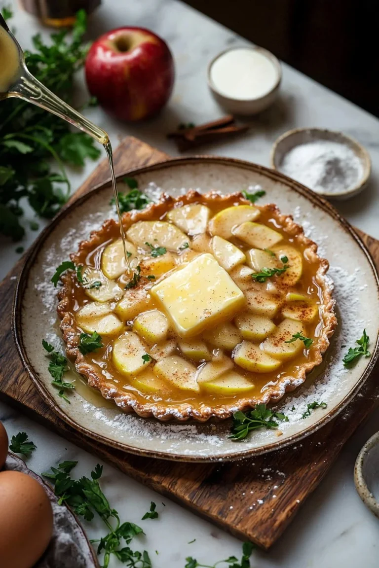 Umgekehrte Apfeltartes mit Äpfeln, Karamell und knusprigem Teig